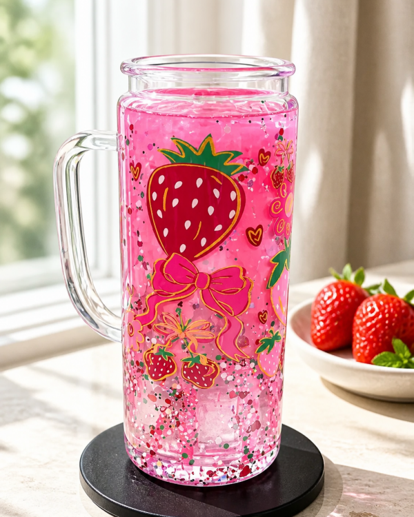 Strawberry Bow Glass Mug