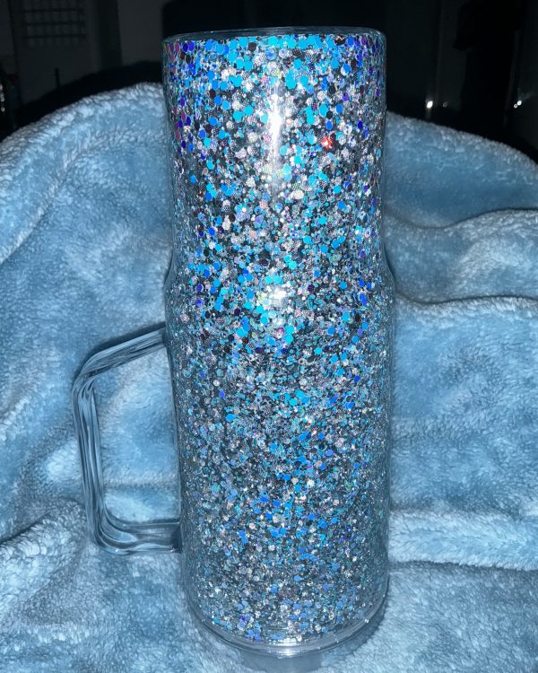 Silver Glitter Glass Mug